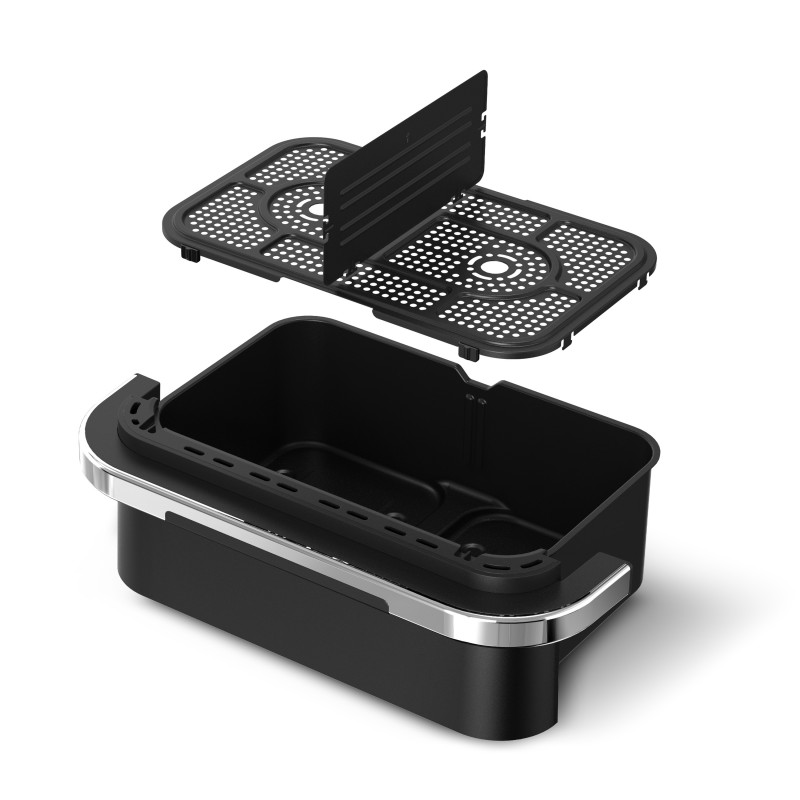 Friteuza cu aer cald 2 in 1 Rohnson R28017, 2x4.5L,3100W, timer 60 min, 80-200°C, panou tactil digital LED, 10 programe, 3D la 360°, protectie supraincalzire, oprire automata