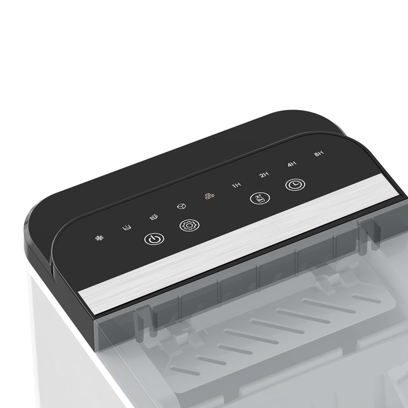 Masina cuburi de gheata Rohnson R40112, 100W, 12kg/24h, inox, capacitate rezervor apa 1.3l, 2 x optiuni dimensiune cuburi de gheata, curatare automata, capac transparent