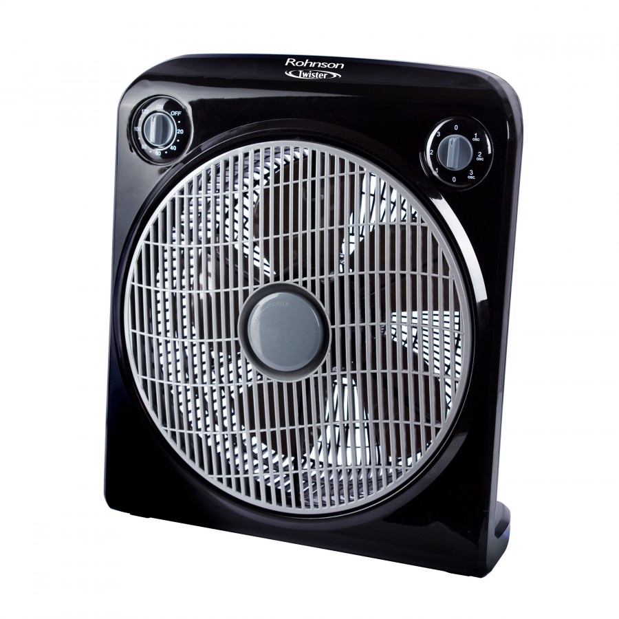 Ventilator de podea Rohnson Twister R8200, putere 50W, 30cm diametru, 5 lame, temporizator 120min,  grill protectie, 3 trepte viteza, functie rotire, nivel redus de zgomot, maner integrat