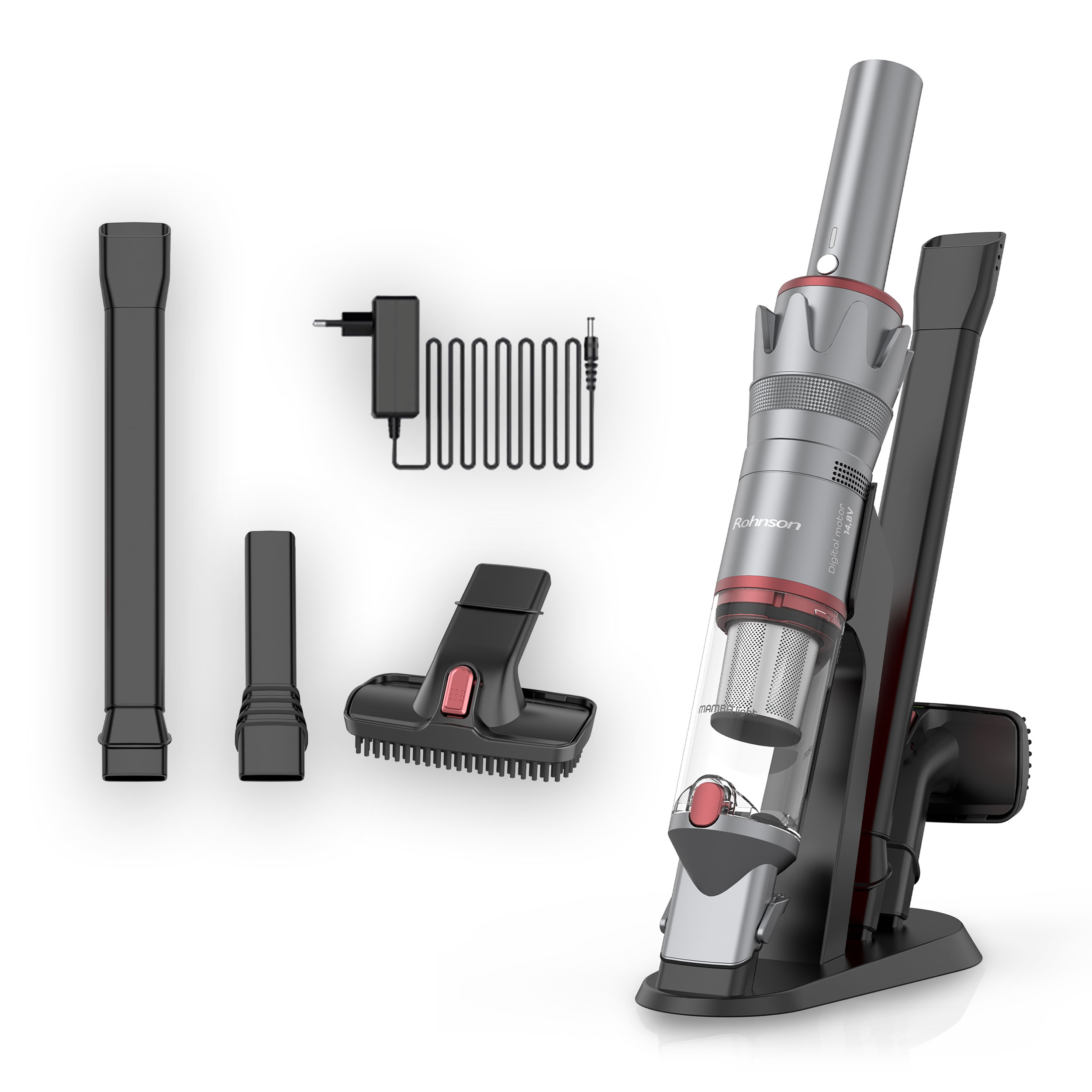 Aspirator de mana fara sac, Rohnson M3 Mamba Light, 120 W, 75000 rpm, 14.8 V, 2600 mAh, 16 kPa, autonomie 25 min