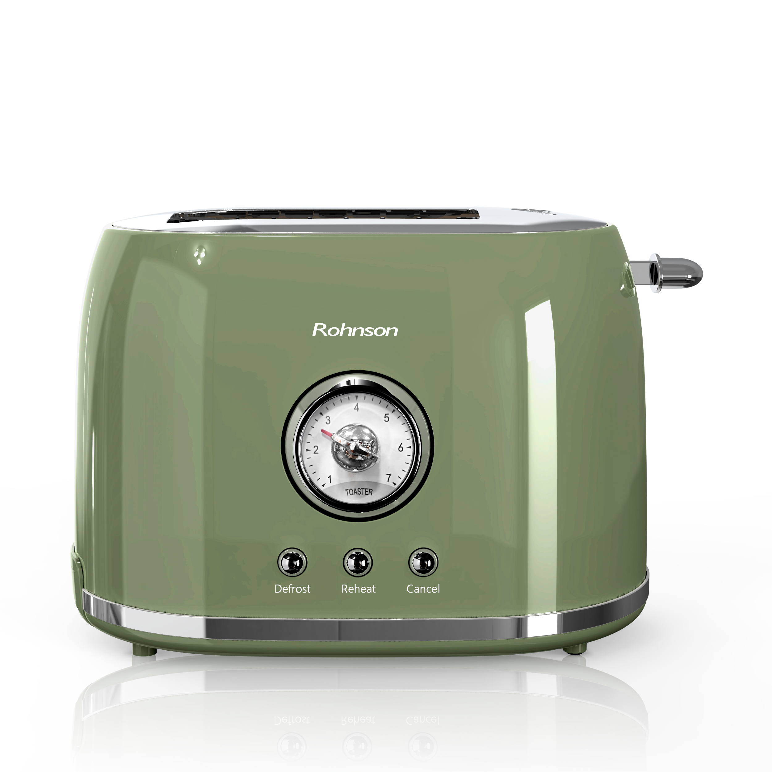 Toaster Rohnson R2215 Nostalgia, 800W, 2 sloturi, 7 trepte, dezghetare, incalzire, centrare, anulare, ejectare automată, tava firimituri, oprire