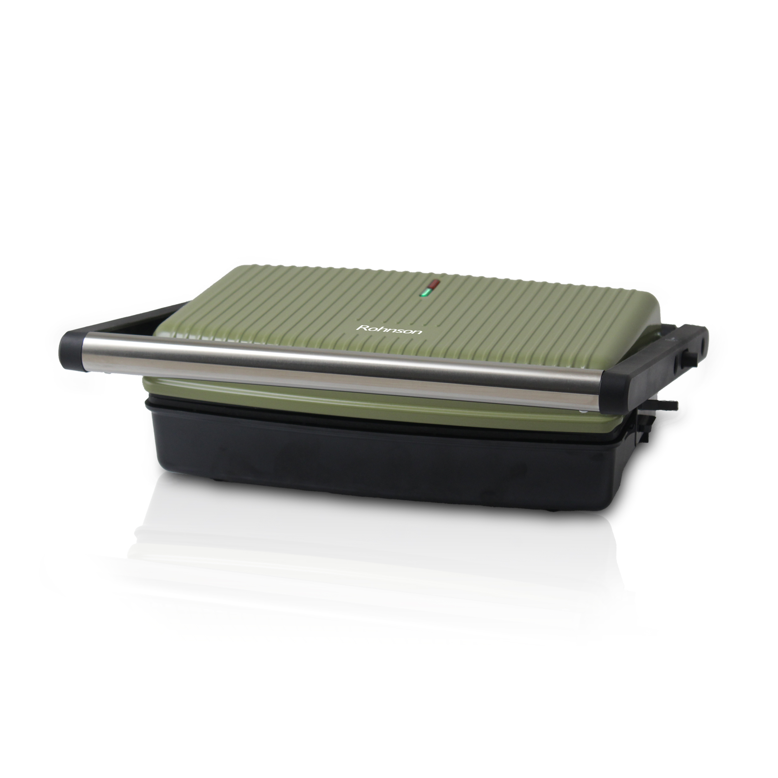 Sandwich maker Rohnson R2715 Nostalgia, 27,5 x 18cm, 1500W, deschidere la 180°, termostat, tava de scurgere, maner termoizolat, depozitare pe