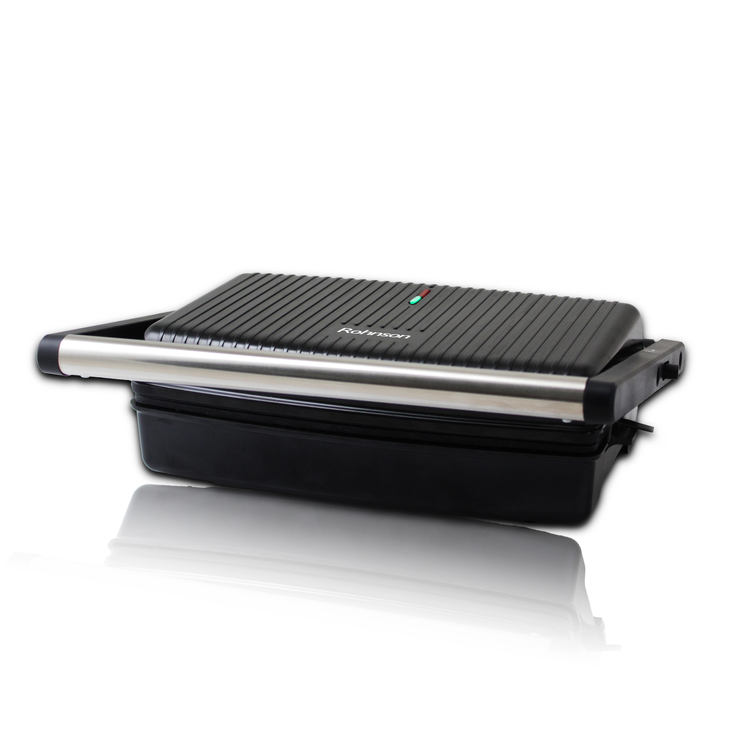 Sandwich maker Rohnson R2720 Nostalgia, 27,5 x 18cm, 1500W, deschidere la 180°, termostat, tava de scurgere, maner termoizolat, depozitare pe 