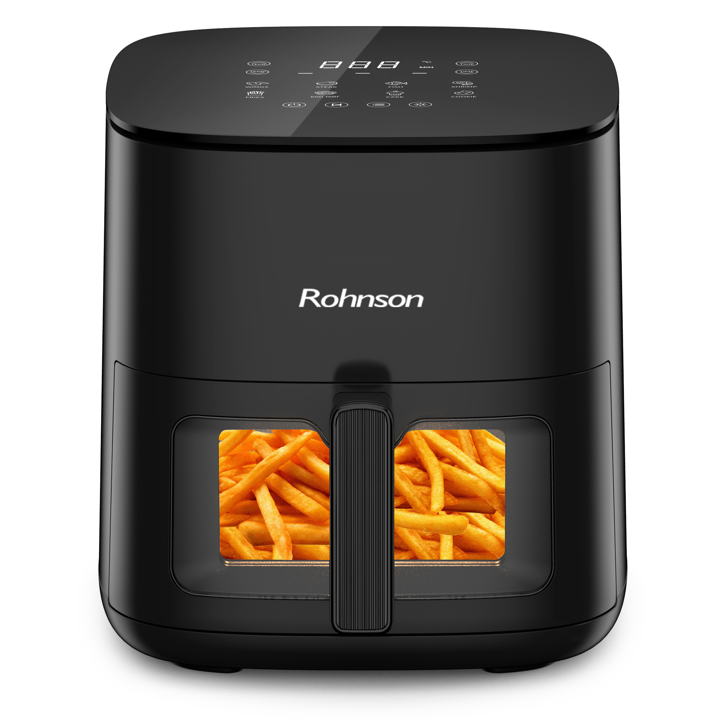 Friteuza cu aer cald Rohnson R2856, 1800W, 7 L, Panou digital, 8 programe automate, functie SHAKE, timer 60 min, 80-200 °C, maner termoizolat, 