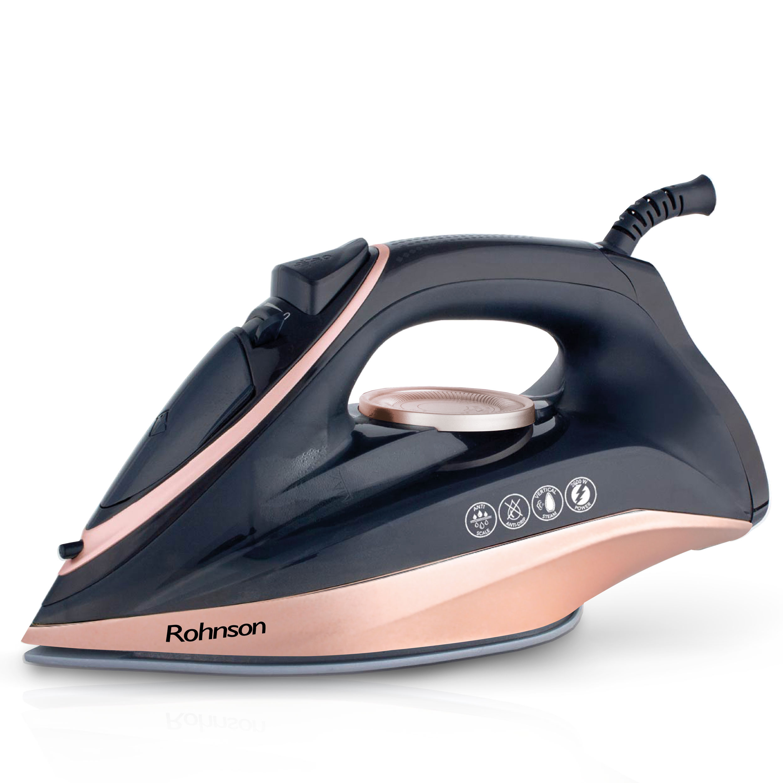Fier de calcat Rohnson R386, talpa ceramica, 2600W, 180g/min, 260ml, sistem anti-picurare și anti-calcar, sistem de auto-curatare, protecție împotriva