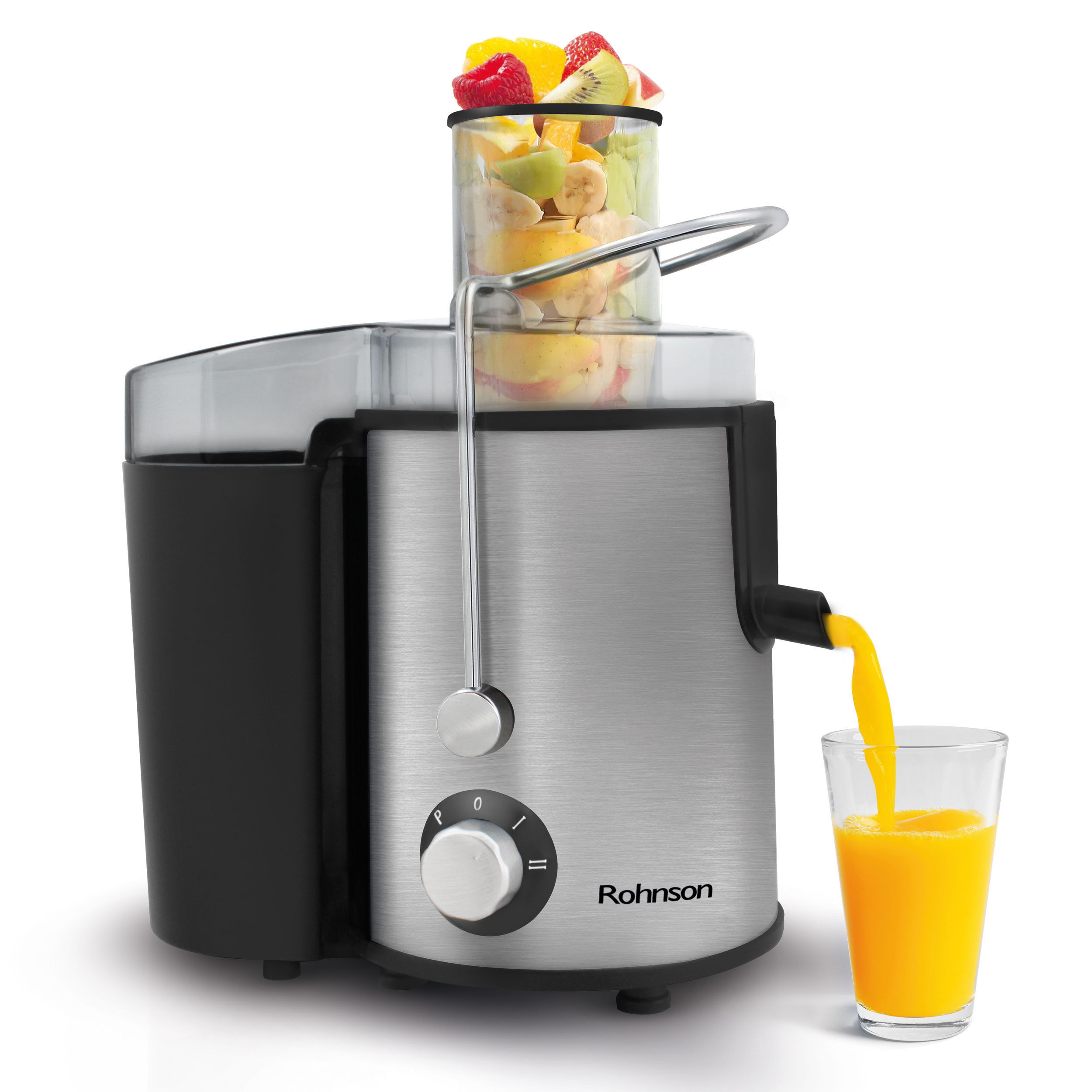 Storcator de fructe centrifugal, 600W, 0.6L, Ø 65 mm, 11.000 - 14.000 rpm, 75dB, Rohnson R438