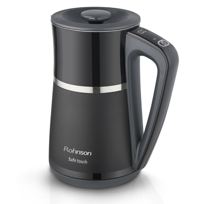 Fierbator electric Rohnson R7534D Safe Touch, 2200 W, 1,7 L, 5 setari de temperatura, perete dublu, baza pivotanta 360°, oprire automata, protectie 