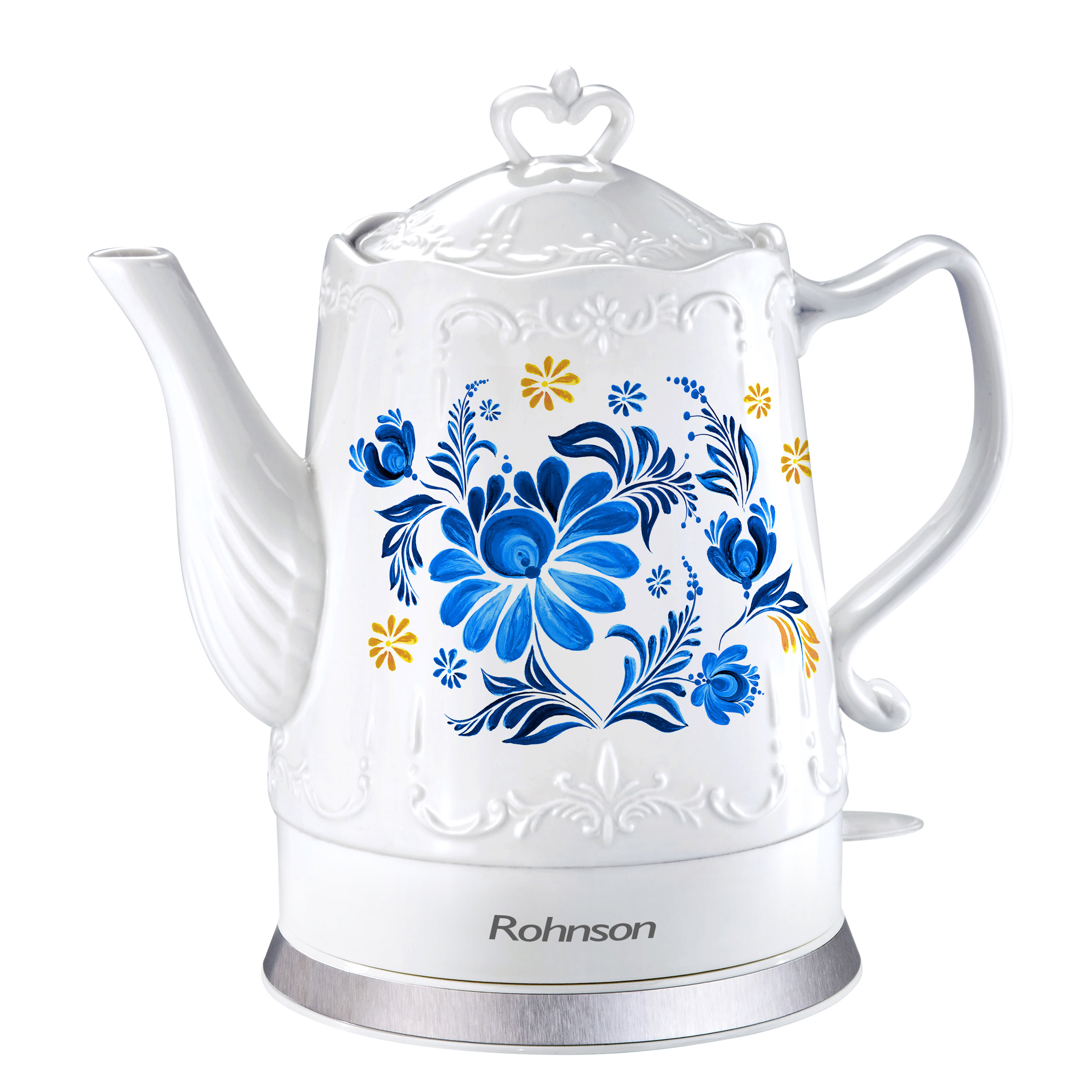 Fierbator ceramic Rohnson R7806, 1200 W, 1.5 l, fara fir, baza rotativă la 360°, sistem de siguranta impotriva incalzirii in gol, Alb