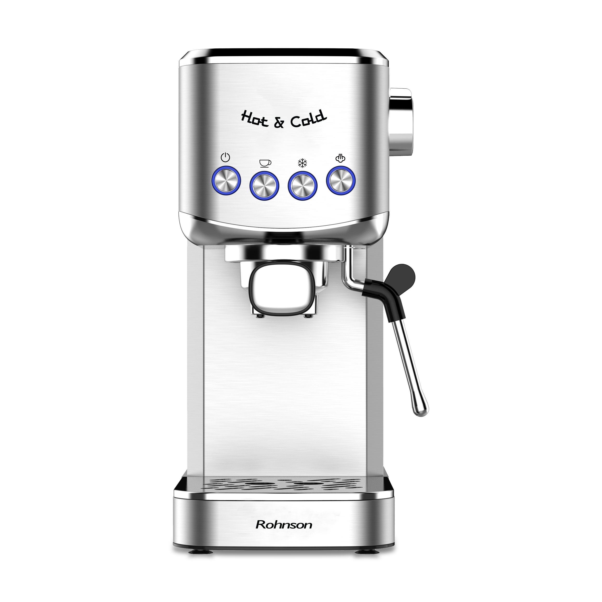 Espressor manual slim, Rohnson R98013 Hot & Cold, 20 bari, 1.350W, 1,2 L, 70dB, sistem de siguranță împotriva supraîncălzirii și suprapresiunii,