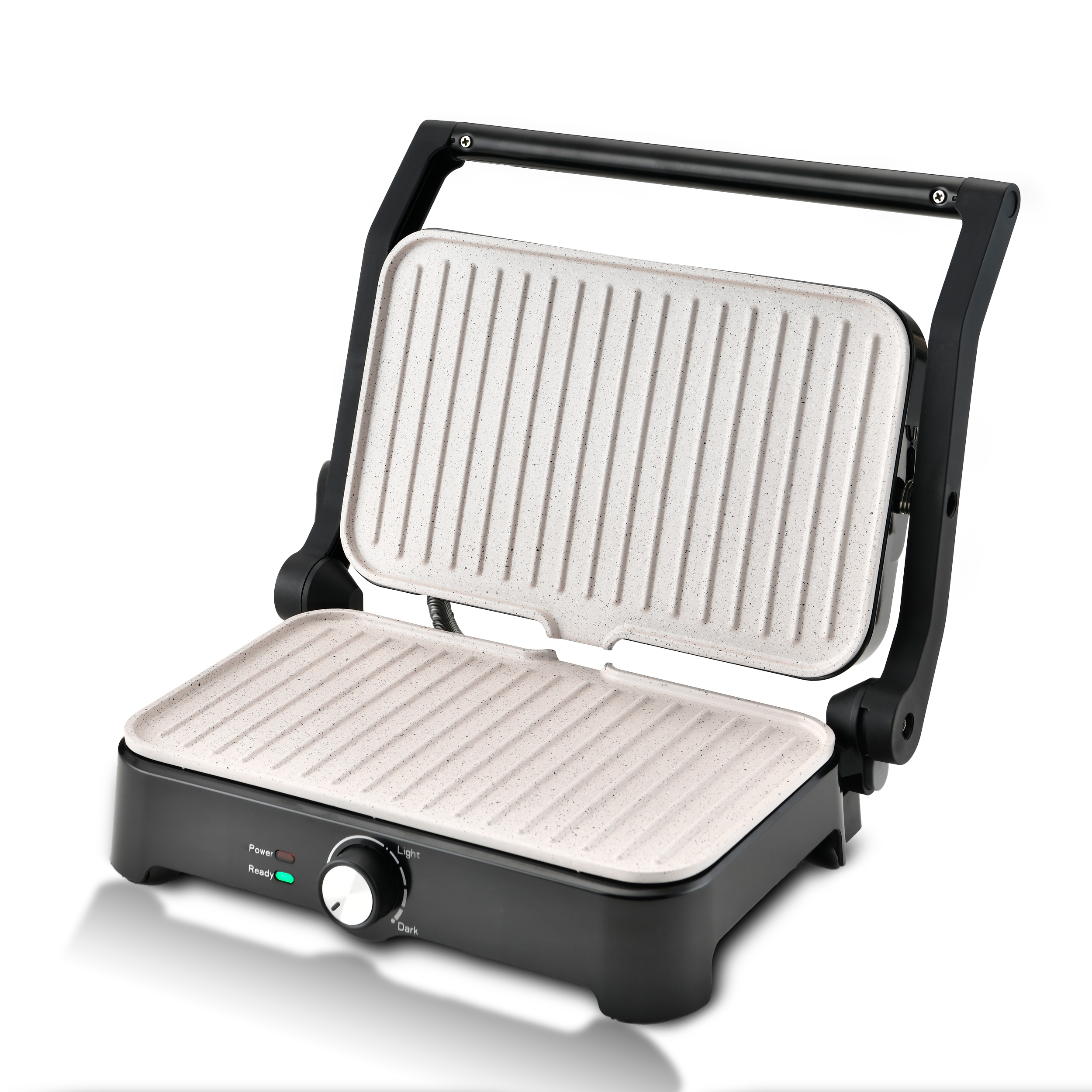 Sandwich maker Rohnson R2116, placi antiaderente marmura fara PFA, 27,8 x 17 cm, 1500W, deschidere la 180 de grade, termostat, protectie la 