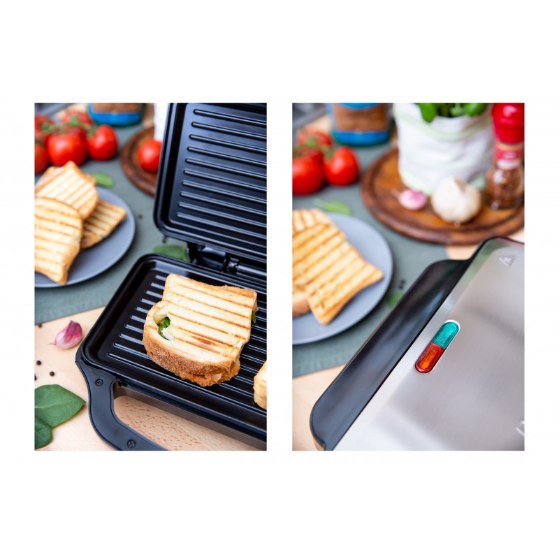 Sandwich maker&Prajitor de paine&Contact grill 3in1 Rohnson R2755, putere 900W, 28.5x15.2cm, picioare antiderapante, indicator luminos, maner izolat termic, functie de blocare
