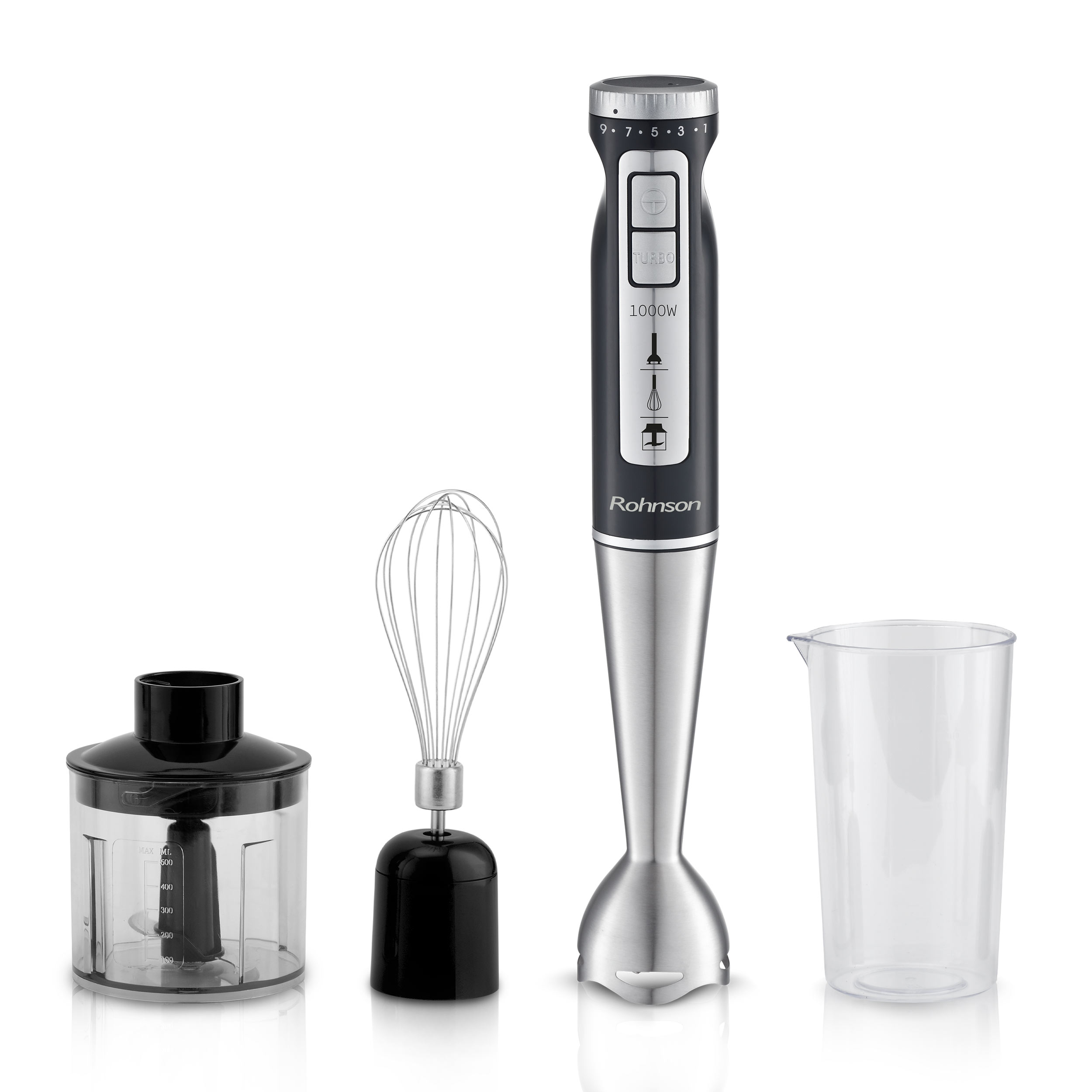 Mixer vertical cu accesorii, Rohnson R5794, 1.000 W, 9 viteze + Turbo, 85 dB