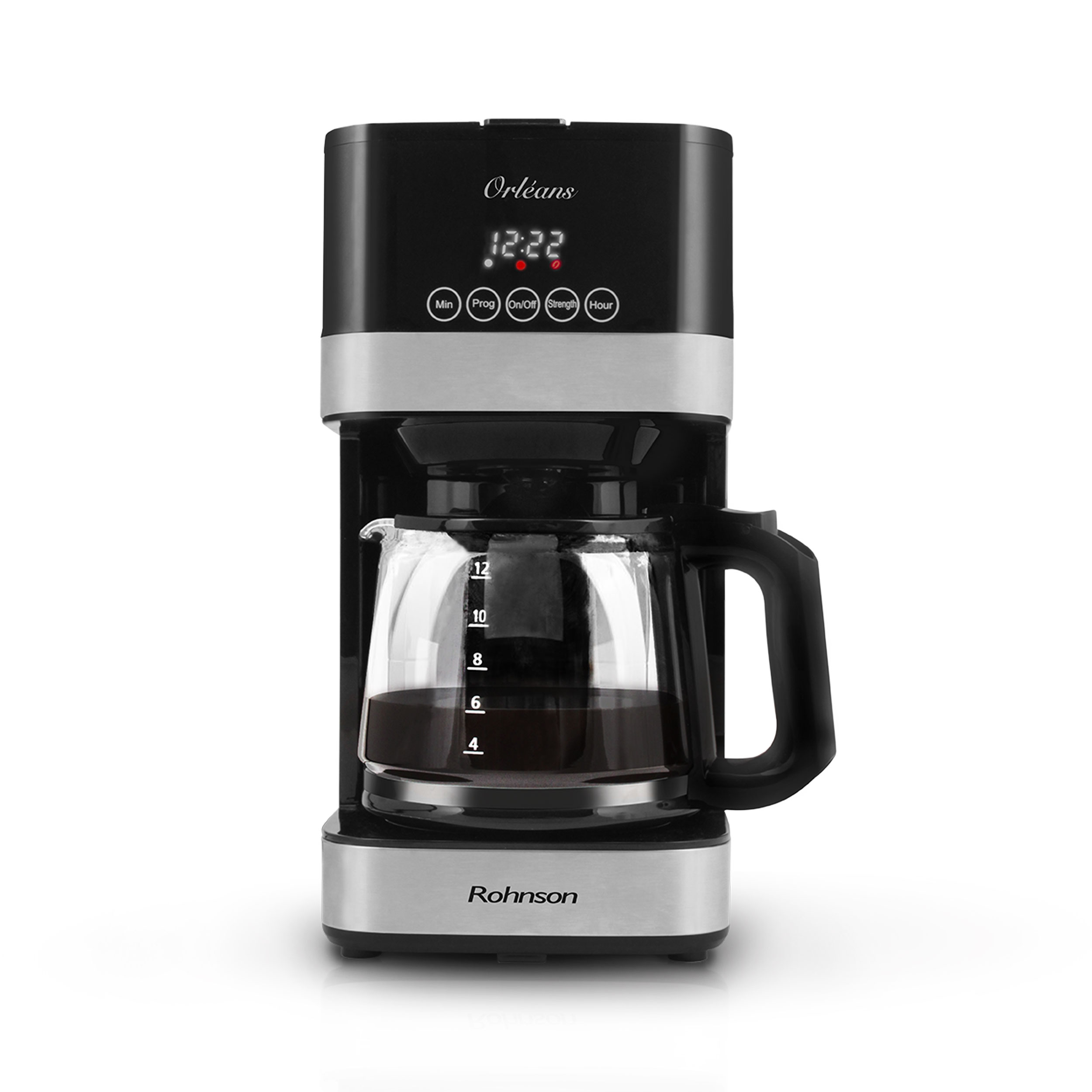 Cafetiera. Rohnson R930 Orleans, 900W, 1.5 l, panou Touch Control digital LED, oprire automata, sistem antipicurare, carafa sticla, functie mentinere 