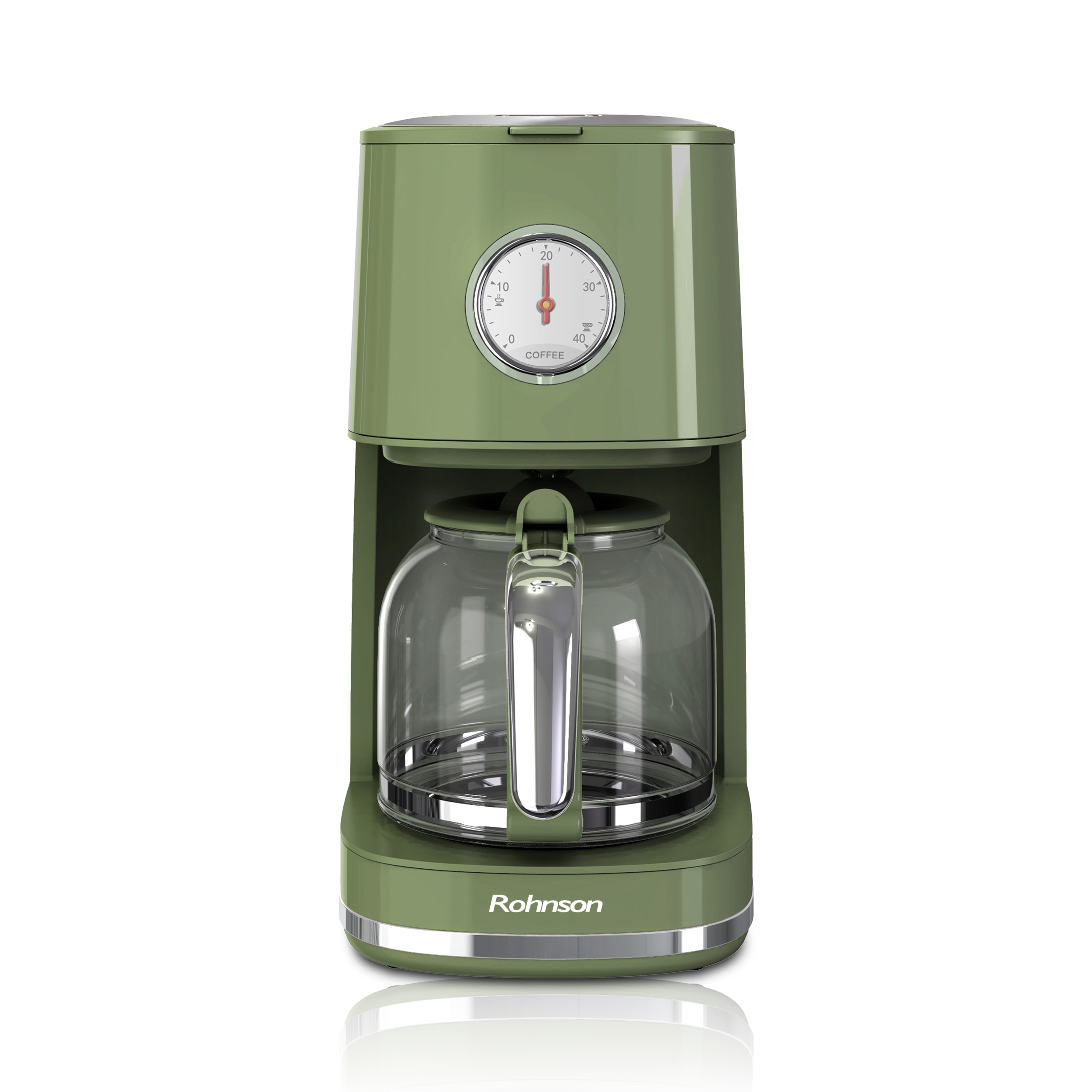 Cafetiera Rohnson R945 Nostalgia, 900W, carafa sticla, 1.5 l, oprire automata, sistem antipicurare, functie mentinere la cald, suport filtru detasabil