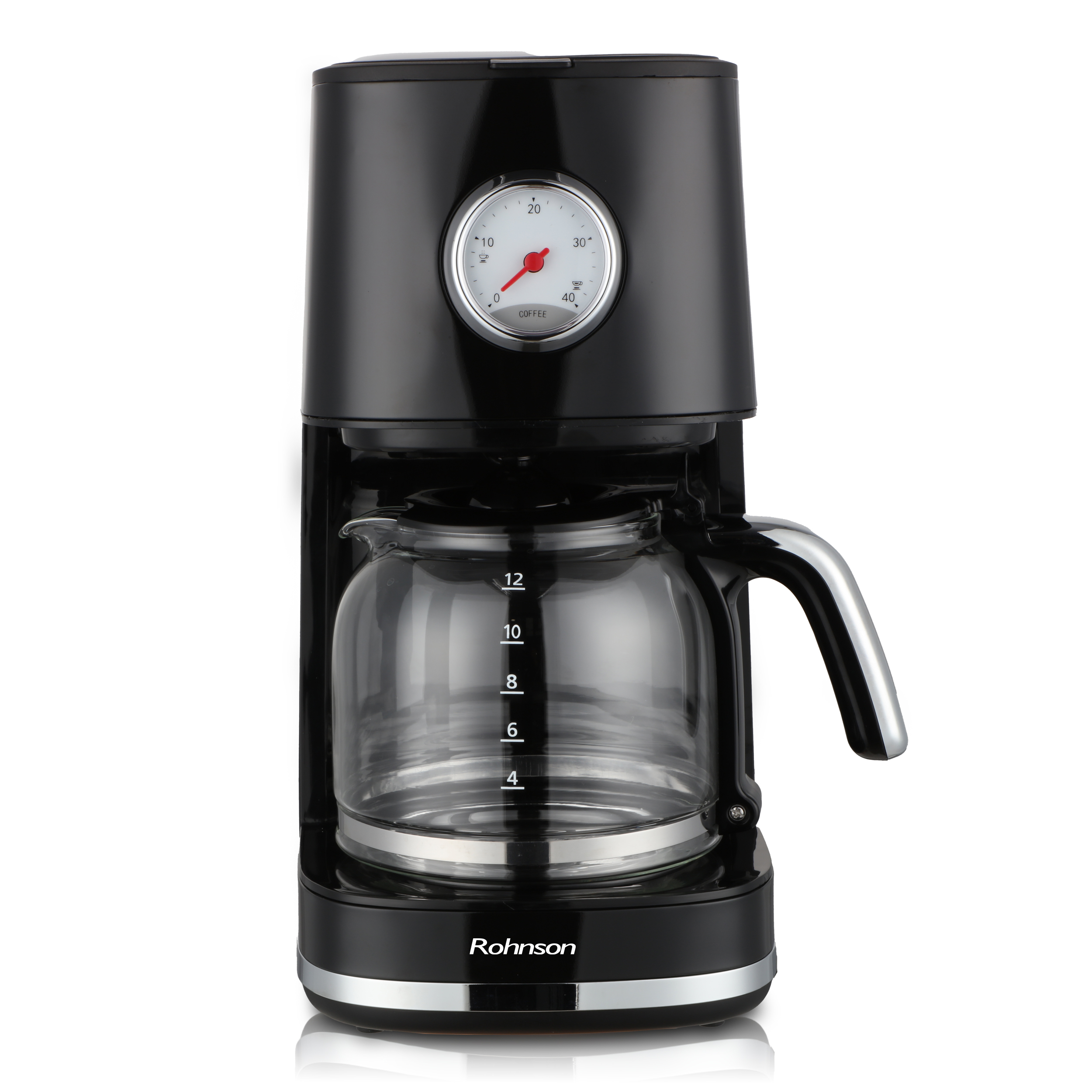 Cafetiera Rohnson R950 Nostalgia, 900W, carafa sticla, 1.5 l, oprire automata, sistem antipicurare, functie mentinere la cald, suport filtru detasabil