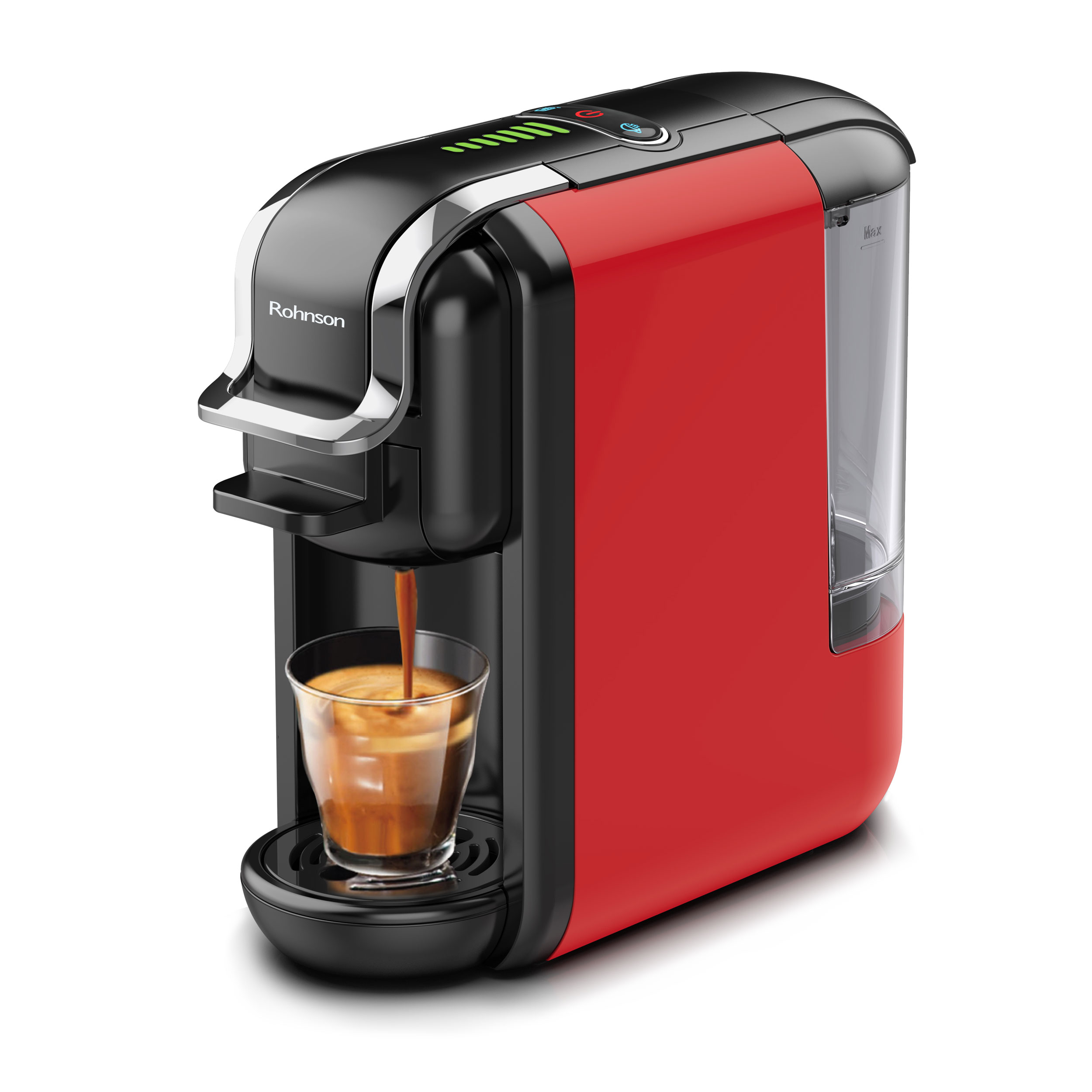 Espressor manual 2 in 1 (capsule, cafea macinata), Rohnson R98043, 1.450 W, 19 bar, 0.6L, 7 niveluri cantitate cafea, dublu sistem de extractie,