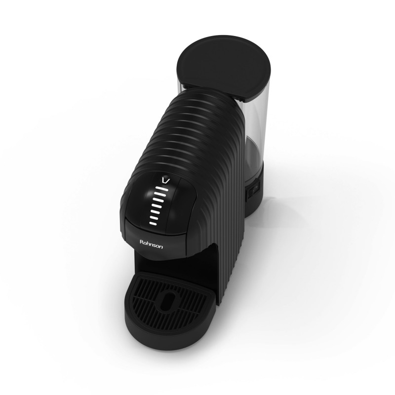 Espressor manual extra slim 2 in 1 (capsule, cafea macinata), Rohnson R98048B, 1.400 W, 20 bar, 0.85L, 7 niveluri cantitate cafea, ERP, oprire automata, negru