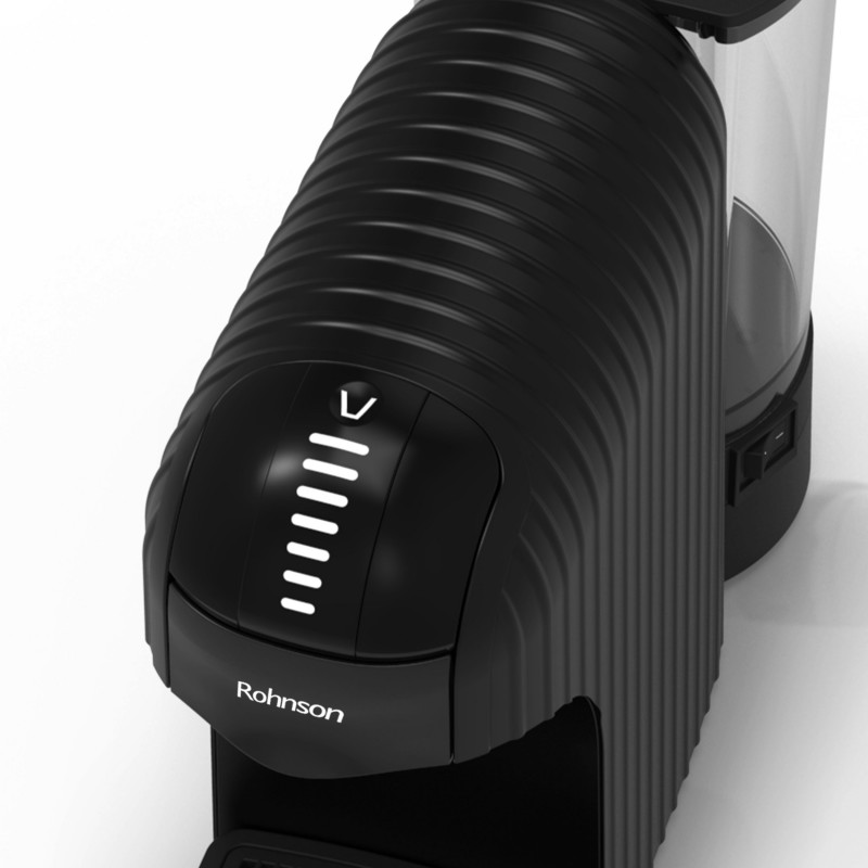 Espressor manual extra slim 2 in 1 (capsule, cafea macinata), Rohnson R98048B, 1.400 W, 20 bar, 0.85L, 7 niveluri cantitate cafea, ERP, oprire automata, negru