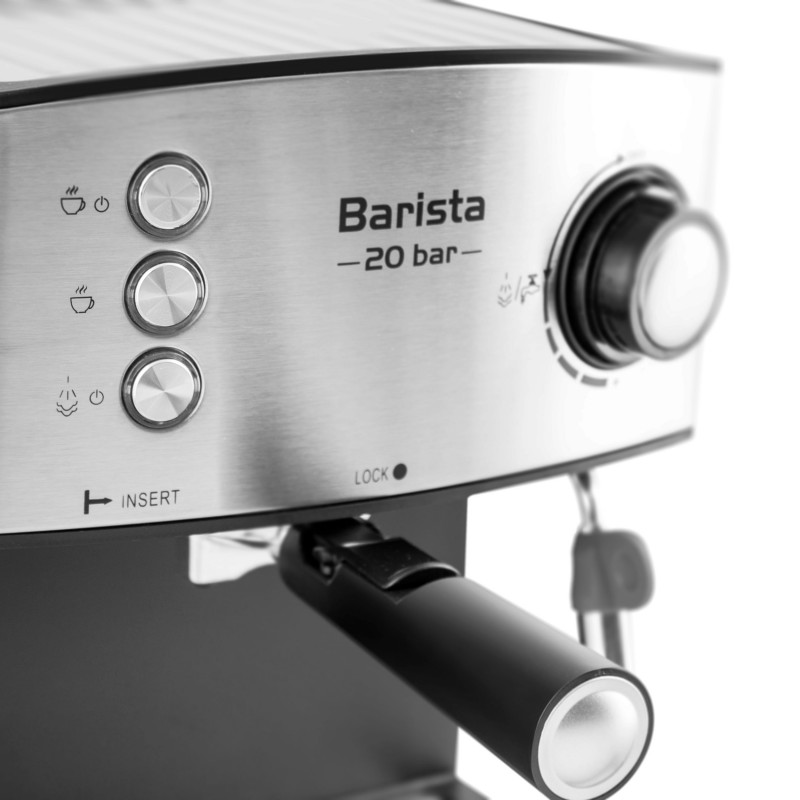 Espressor Barista Rohnson R986, putere motor 850W, presiune 20BAR, rezervor apa 1.6L, filtru dublu din otel